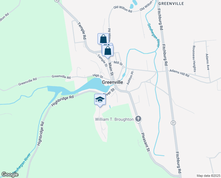map of restaurants, bars, coffee shops, grocery stores, and more near 7 River Street in Greenville