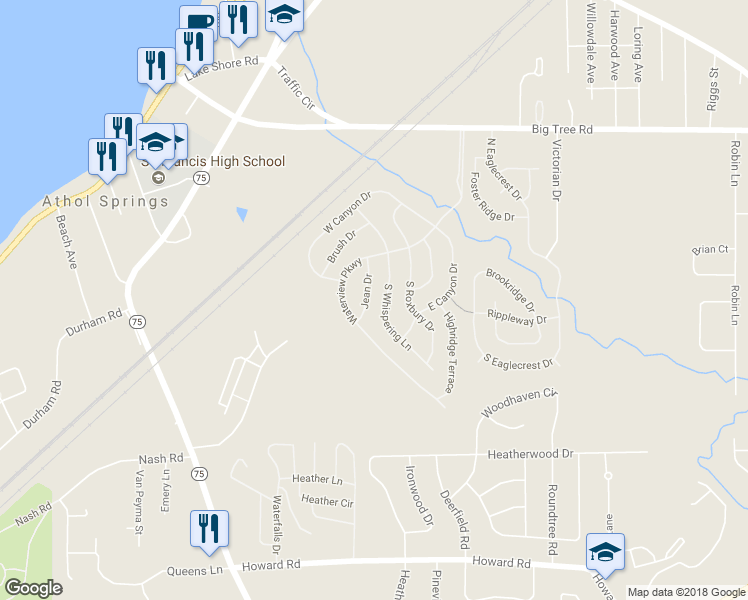 map of restaurants, bars, coffee shops, grocery stores, and more near 12 Jean Drive in Hamburg