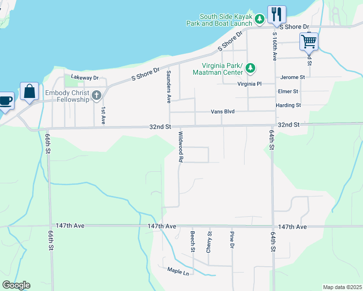 map of restaurants, bars, coffee shops, grocery stores, and more near 4774 Wildwood Road in Holland