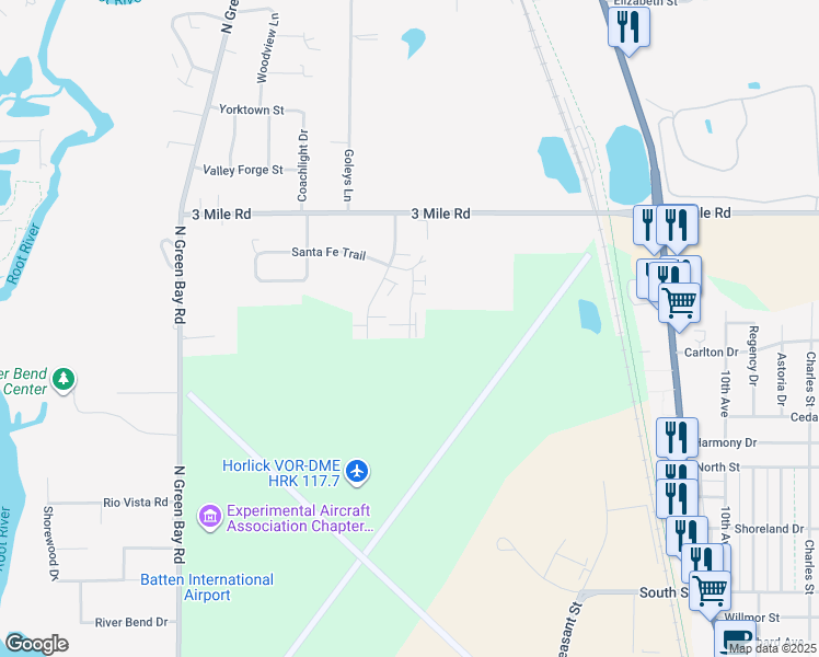 map of restaurants, bars, coffee shops, grocery stores, and more near 3747 Cheyenne Court in Racine