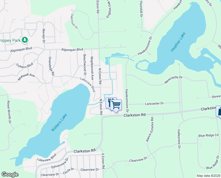 map of restaurants, bars, coffee shops, grocery stores, and more near 4719 Rosedale Court in Clarkston