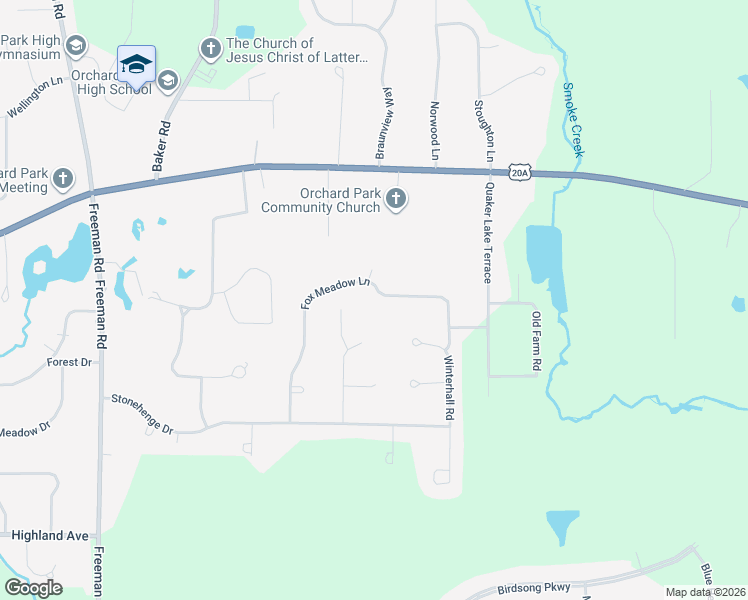 map of restaurants, bars, coffee shops, grocery stores, and more near 180 Fox Meadow Lane in Orchard Park