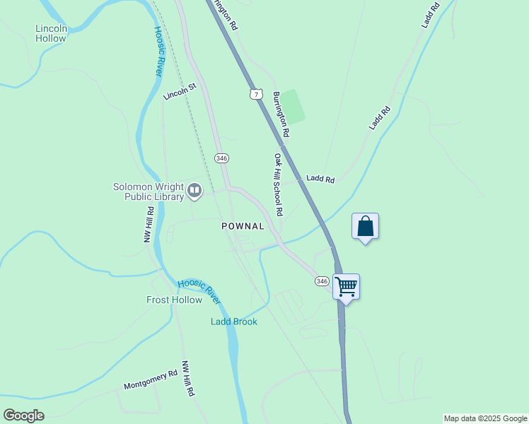 map of restaurants, bars, coffee shops, grocery stores, and more near 355 Vermont 346 in Pownal