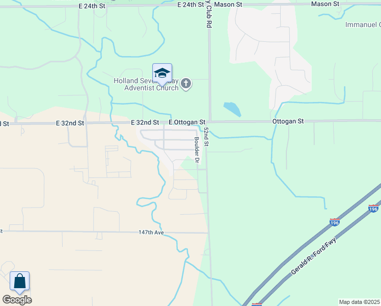 map of restaurants, bars, coffee shops, grocery stores, and more near Woodberry Lane in Holland