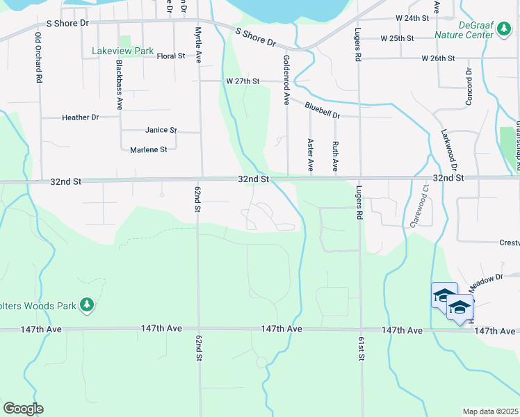 map of restaurants, bars, coffee shops, grocery stores, and more near 1074 32nd Street in Holland