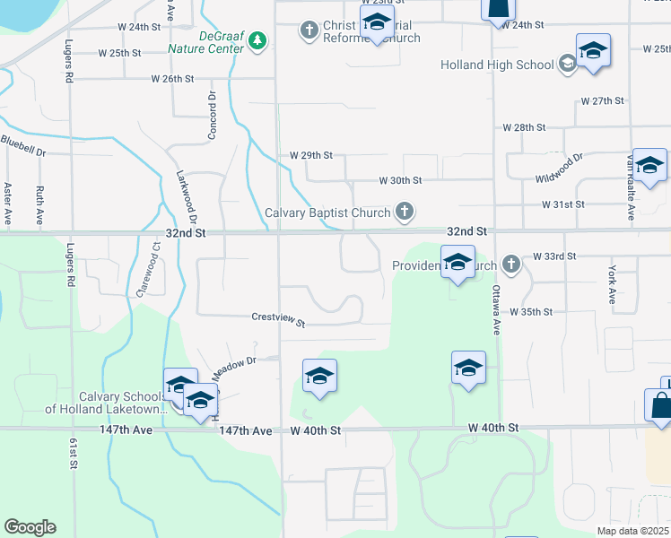 map of restaurants, bars, coffee shops, grocery stores, and more near 818 Brook Village Court in Holland