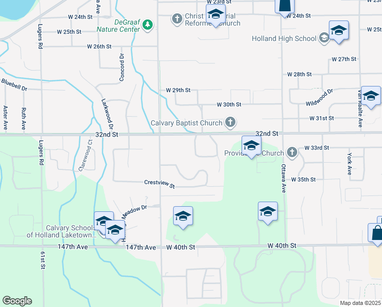 map of restaurants, bars, coffee shops, grocery stores, and more near 818 Brook Village Court in Holland