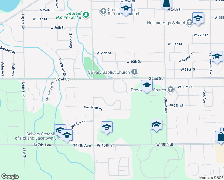 map of restaurants, bars, coffee shops, grocery stores, and more near 818 Brook Village Court in Holland