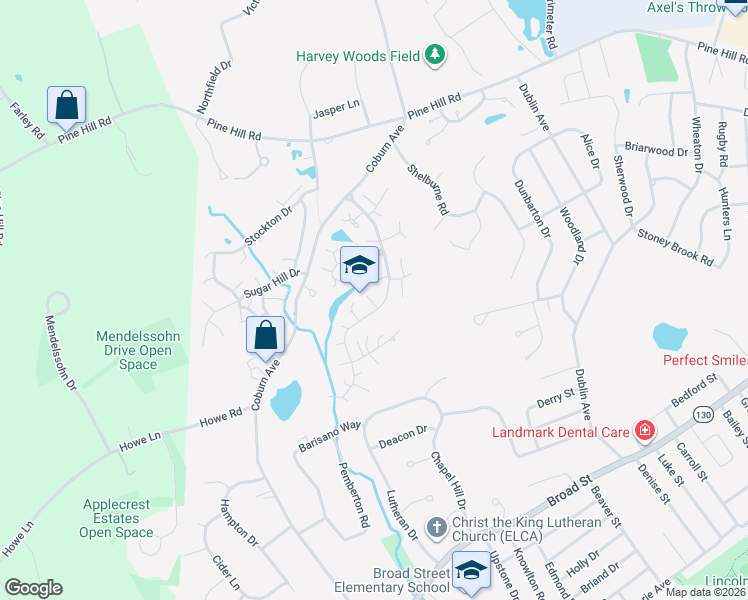 map of restaurants, bars, coffee shops, grocery stores, and more near 142 Coburn Woods in Nashua