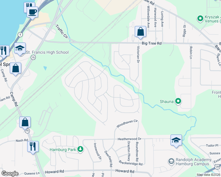 map of restaurants, bars, coffee shops, grocery stores, and more near 10 Highridge Terrace in Hamburg