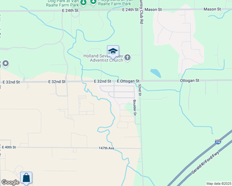 map of restaurants, bars, coffee shops, grocery stores, and more near 4790 Hidden Creek Drive in Holland