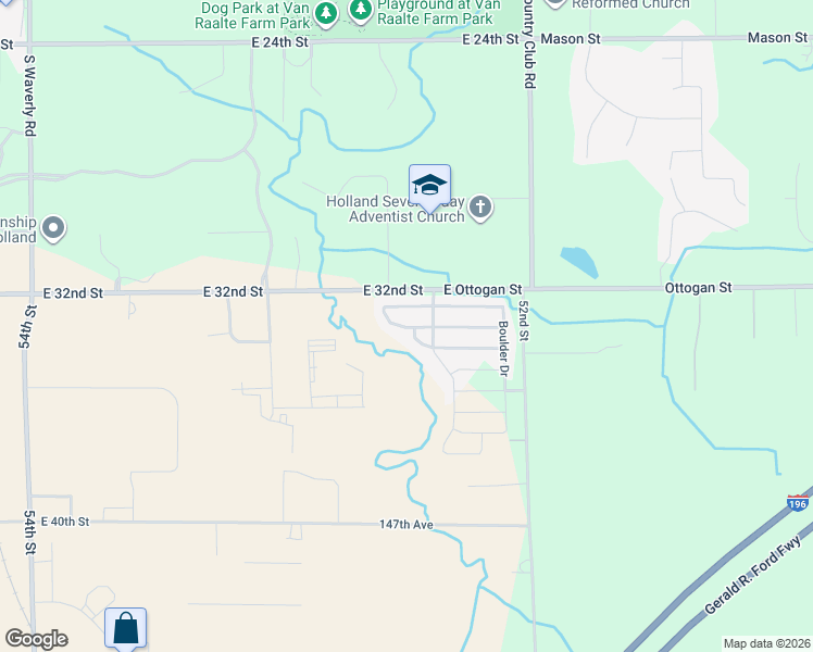 map of restaurants, bars, coffee shops, grocery stores, and more near 4790 Hidden Creek Drive in Holland