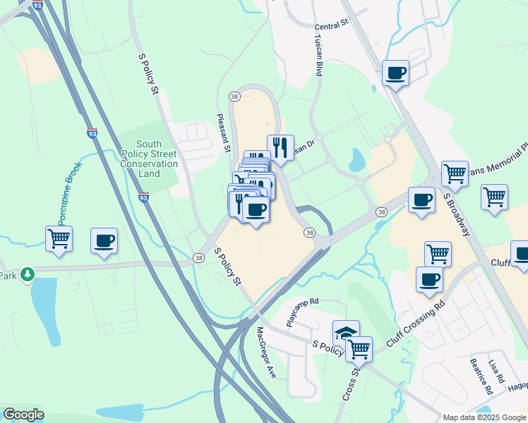 map of restaurants, bars, coffee shops, grocery stores, and more near 81 Rockingham Park Boulevard in Salem