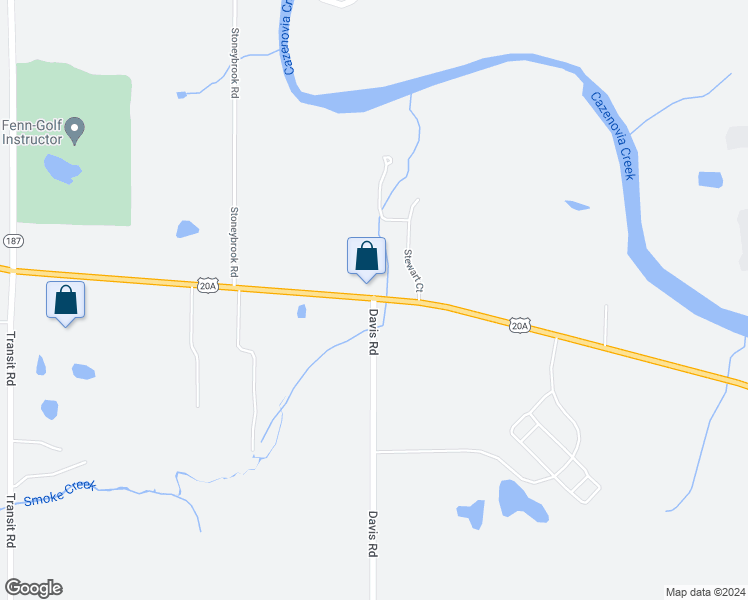 map of restaurants, bars, coffee shops, grocery stores, and more near 2 Davis Road in East Aurora