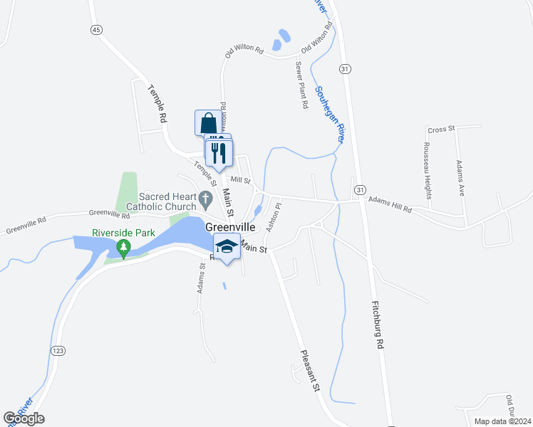 map of restaurants, bars, coffee shops, grocery stores, and more near 24 Ashton Place in Greenville