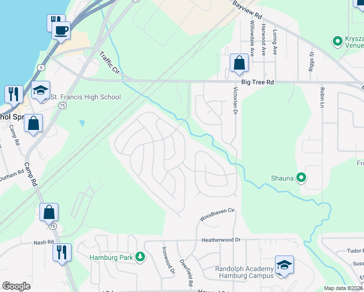 map of restaurants, bars, coffee shops, grocery stores, and more near 102 East Canyon Drive in Hamburg