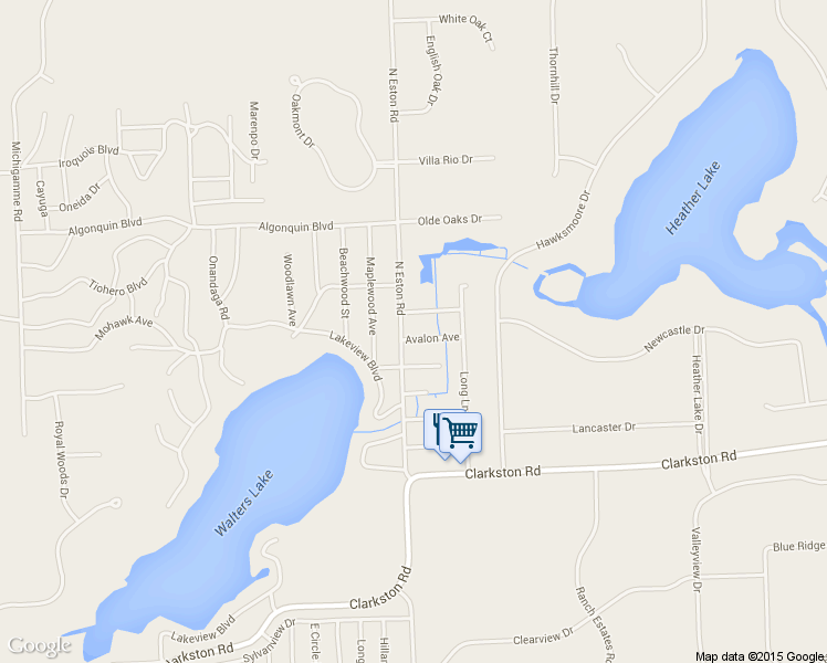 map of restaurants, bars, coffee shops, grocery stores, and more near 8746 North Eston Road in Clarkston