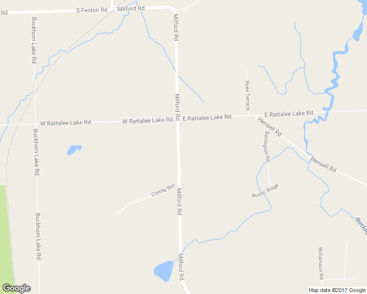 map of restaurants, bars, coffee shops, grocery stores, and more near 11680 Milford Road in Holly