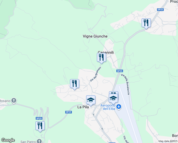 map of restaurants, bars, coffee shops, grocery stores, and more near 308 Localita' Capannili in Provincia di Livorno