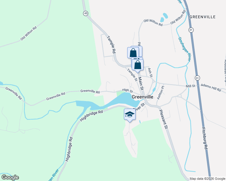 map of restaurants, bars, coffee shops, grocery stores, and more near 52 High Street in Greenville