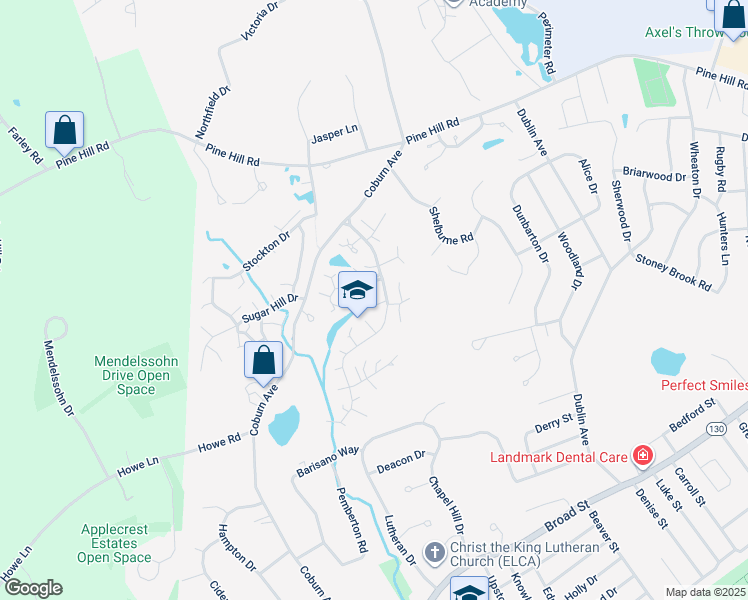 map of restaurants, bars, coffee shops, grocery stores, and more near 111 Coburn Avenue in Nashua