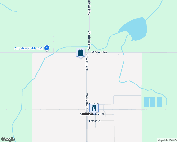 map of restaurants, bars, coffee shops, grocery stores, and more near 43 Charlotte Street in Mulliken