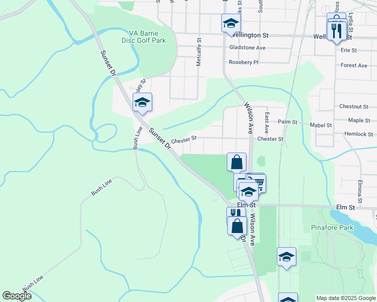 map of restaurants, bars, coffee shops, grocery stores, and more near 13 Willow Street in Saint Thomas