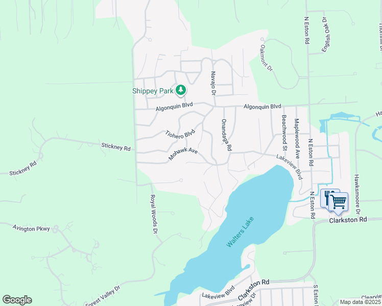 map of restaurants, bars, coffee shops, grocery stores, and more near 5001 Mohawk Avenue in Clarkston