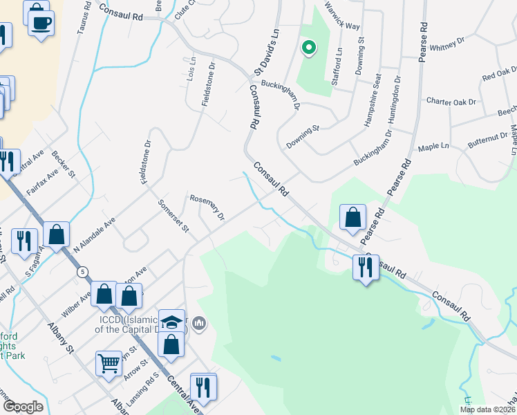 map of restaurants, bars, coffee shops, grocery stores, and more near 344 Ferris Road in Schenectady