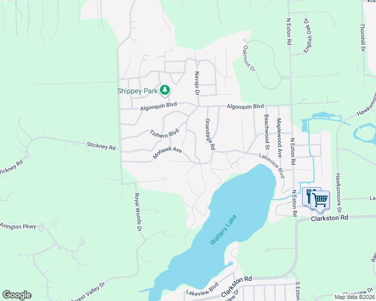 map of restaurants, bars, coffee shops, grocery stores, and more near 8851 Thendara Boulevard in Clarkston