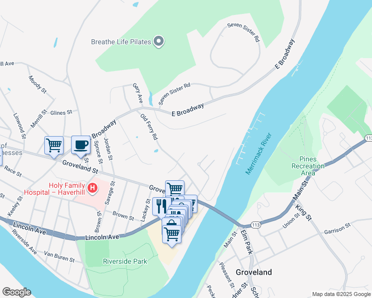 map of restaurants, bars, coffee shops, grocery stores, and more near 5 Harbor Drive in Haverhill