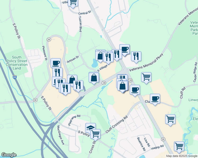 map of restaurants, bars, coffee shops, grocery stores, and more near 85-119 Rockingham Park Boulevard in Salem