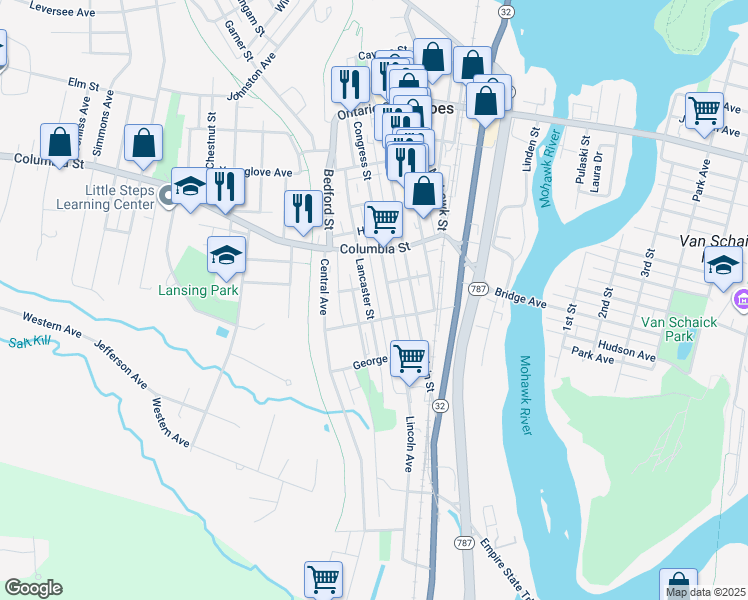 map of restaurants, bars, coffee shops, grocery stores, and more near 116 Lancaster Street in Cohoes