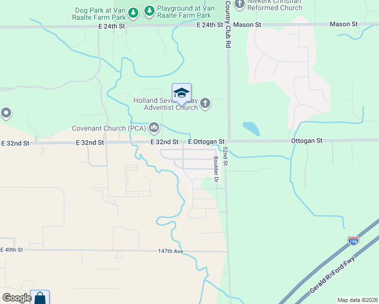 map of restaurants, bars, coffee shops, grocery stores, and more near 5221 Woodberry Lane in Holland
