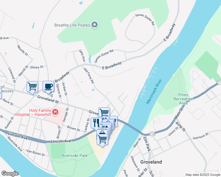 map of restaurants, bars, coffee shops, grocery stores, and more near 5 Harbor Drive in Haverhill