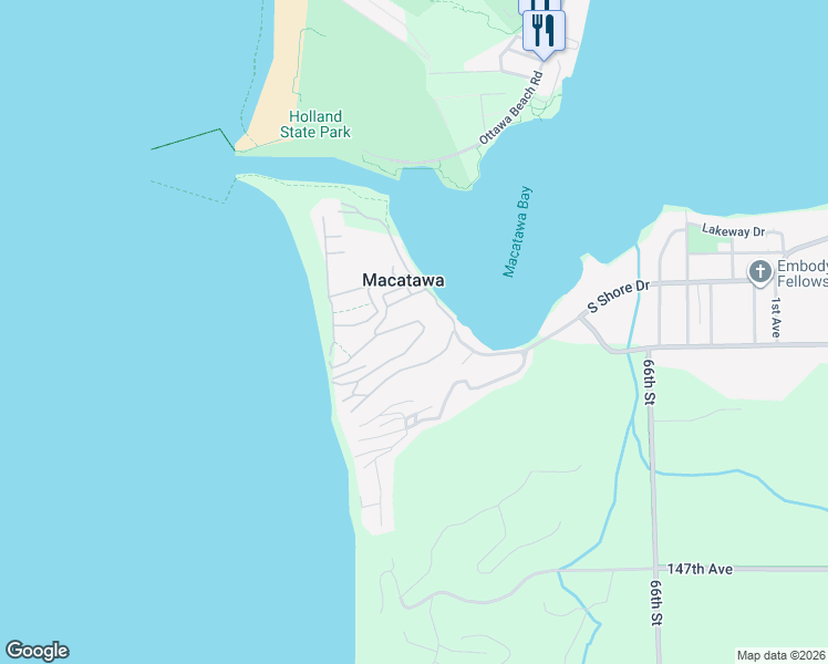 map of restaurants, bars, coffee shops, grocery stores, and more near 2332 Crescent Walk in Holland