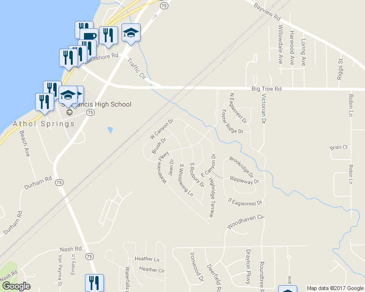map of restaurants, bars, coffee shops, grocery stores, and more near 22 South Roxbury Drive in Hamburg