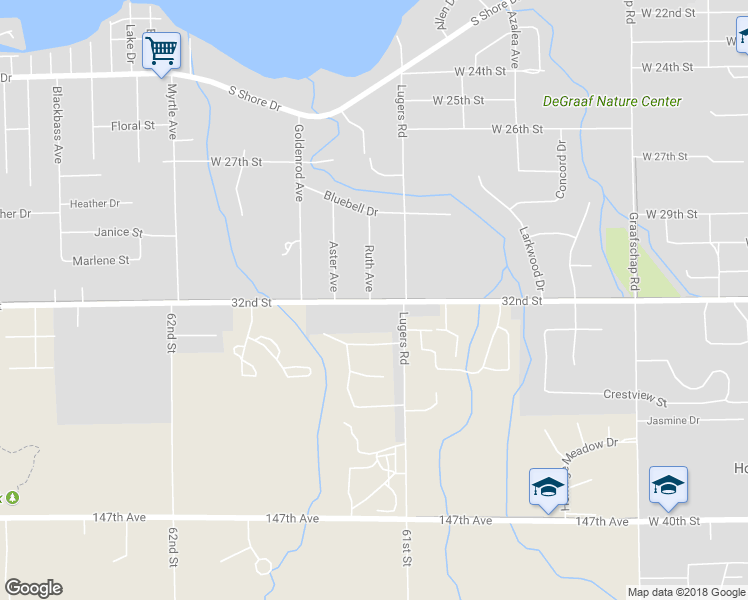 map of restaurants, bars, coffee shops, grocery stores, and more near 919 32nd Street in Holland