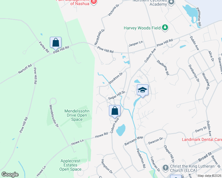 map of restaurants, bars, coffee shops, grocery stores, and more near 4 Cobbler Lane in Nashua