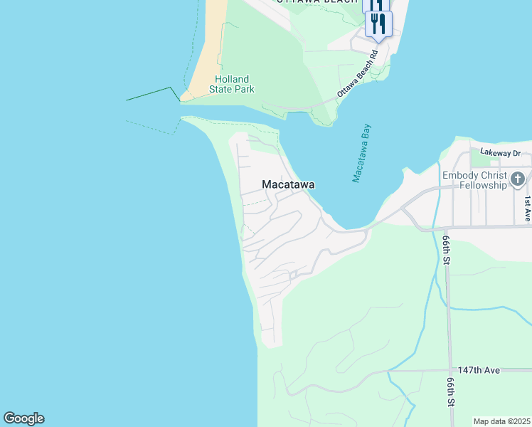 map of restaurants, bars, coffee shops, grocery stores, and more near 2421 Crescent Walk in Holland