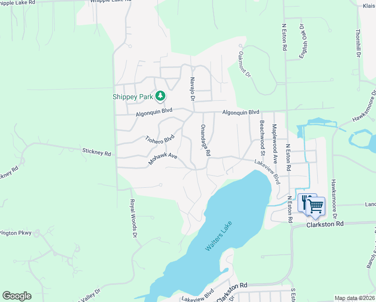 map of restaurants, bars, coffee shops, grocery stores, and more near 8851 Thendara Boulevard in Clarkston