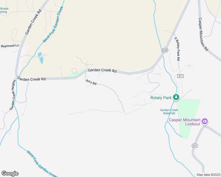 map of restaurants, bars, coffee shops, grocery stores, and more near 7155 Art's Road in Casper