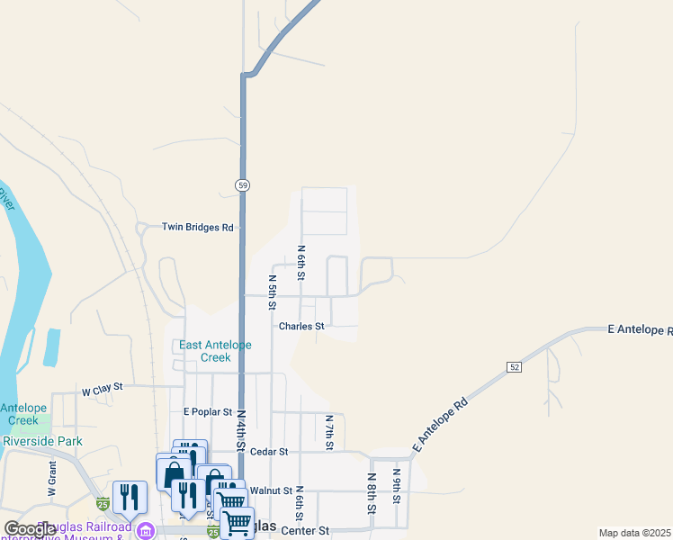 map of restaurants, bars, coffee shops, grocery stores, and more near 30 Valley View Village in Douglas