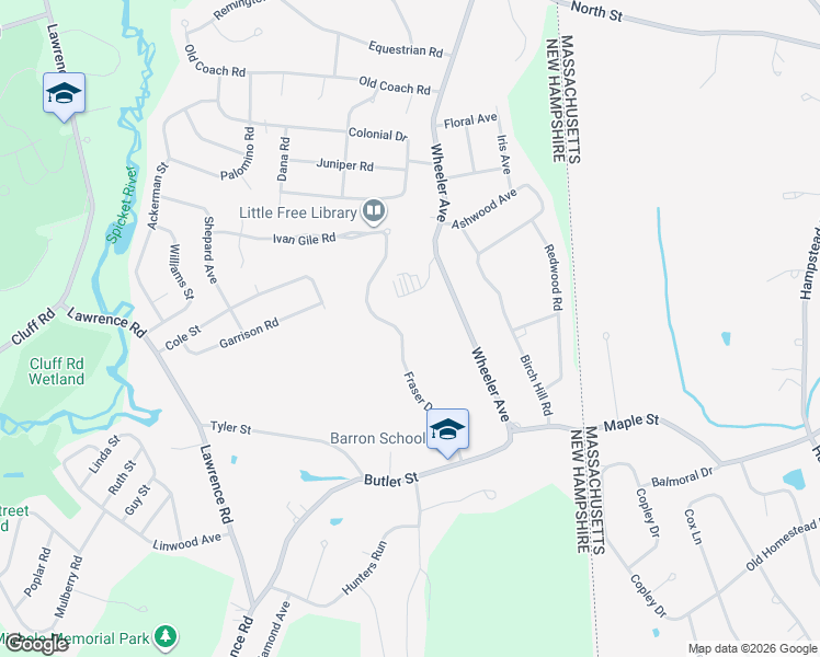 map of restaurants, bars, coffee shops, grocery stores, and more near 21 Fraser Drive in Salem