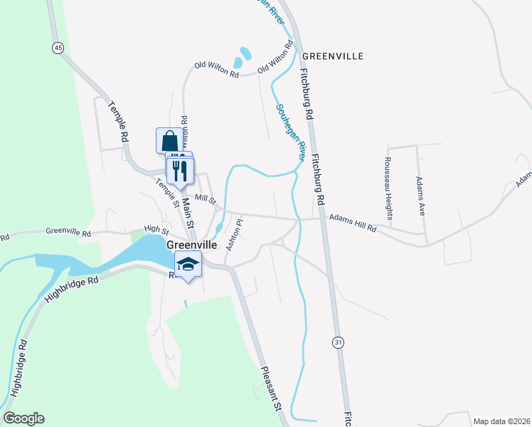 map of restaurants, bars, coffee shops, grocery stores, and more near 32 Hubbard Hill Road in Greenville