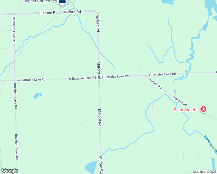 map of restaurants, bars, coffee shops, grocery stores, and more near 11680 Milford Road in Holly