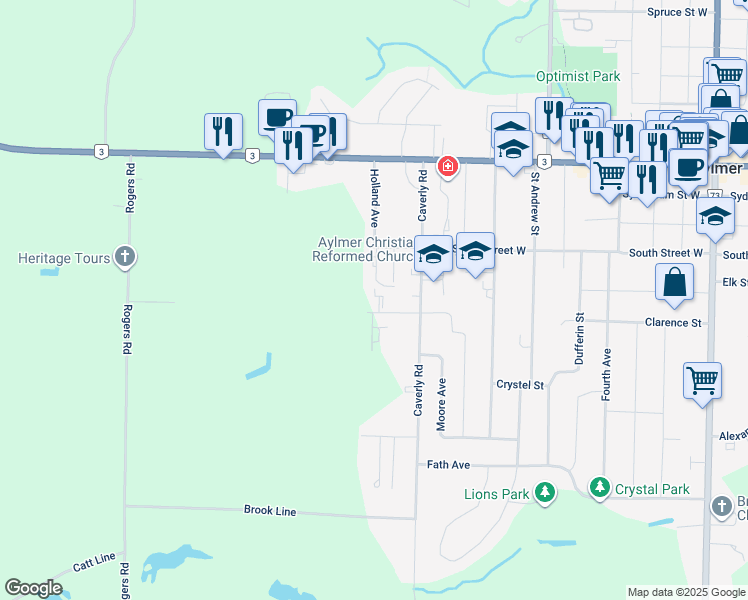 map of restaurants, bars, coffee shops, grocery stores, and more near in Aylmer