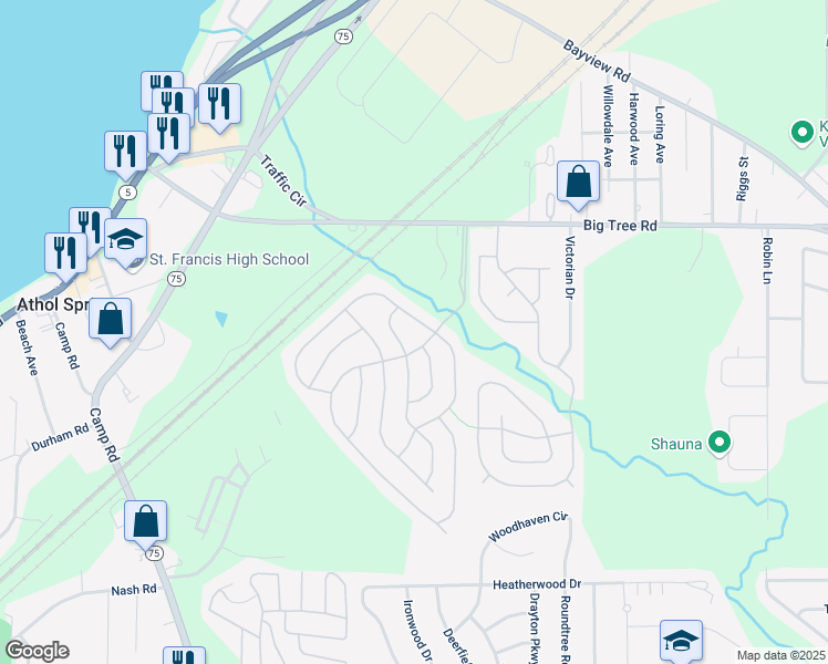map of restaurants, bars, coffee shops, grocery stores, and more near 11 Vibernum Drive in Hamburg