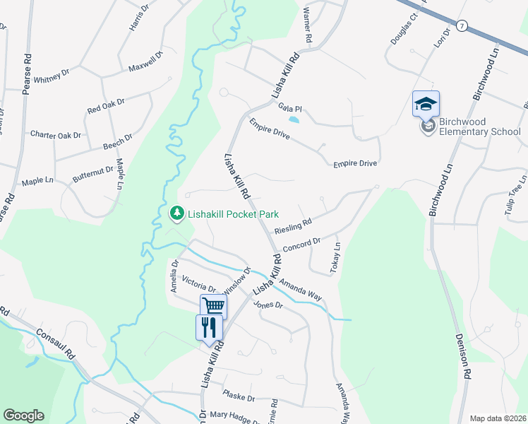 map of restaurants, bars, coffee shops, grocery stores, and more near 277 Lisha Kill Road in Schenectady