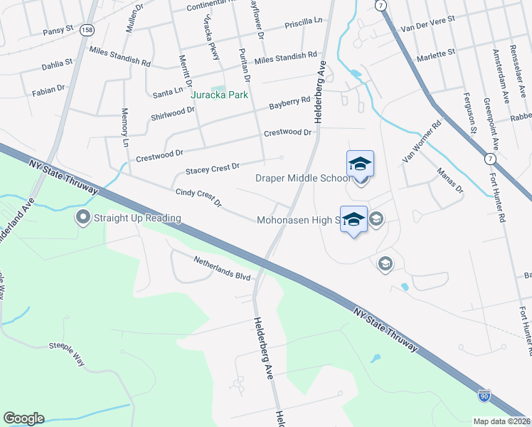map of restaurants, bars, coffee shops, grocery stores, and more near 89 Cindy Crest Drive in Rotterdam